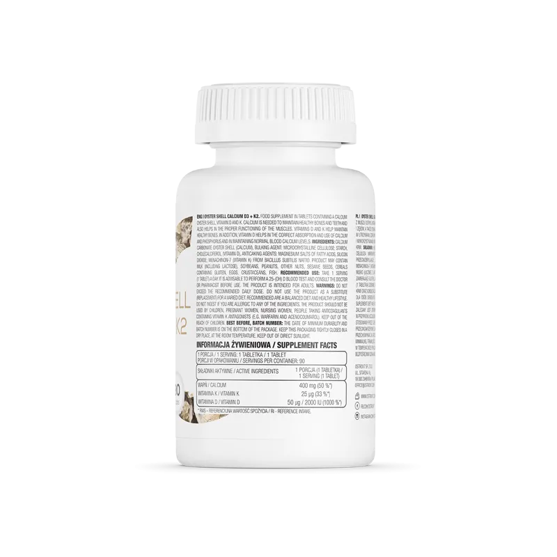 OstroVit Oyster Shell Calcium + D3 + K2 - Калций - Витамин D3 - Витамин K2