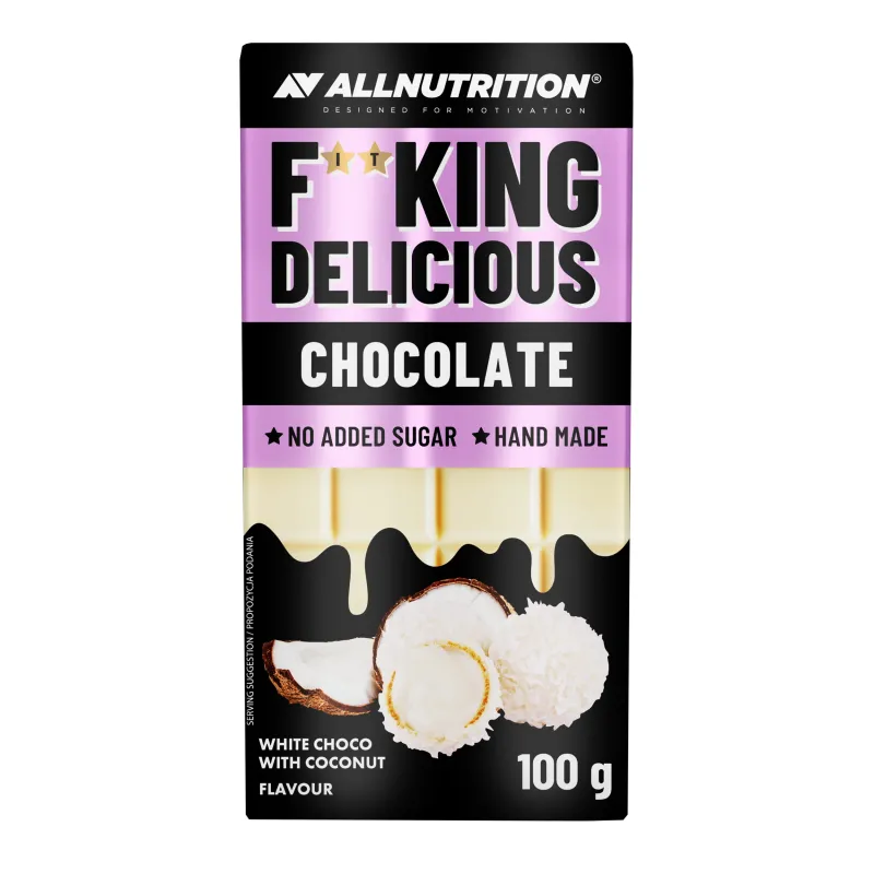Allnutrition F**King Delicious Chocolate - White Chocolate with Coconut - Диетичен Шоколад