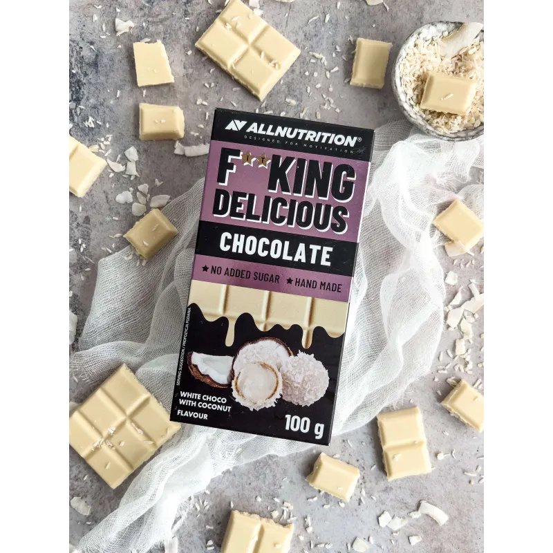 Allnutrition F**King Delicious Chocolate - White Chocolate with Coconut - Диетичен Шоколад