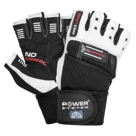 Power System Wrist Wrap Gloves No Compromise - White - Black - Фитнес Ръкавици
