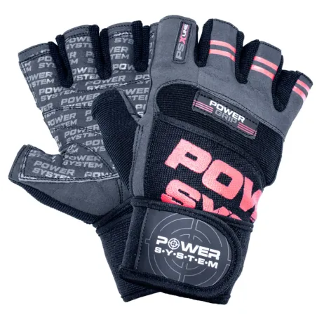 Power System Wrist Wrap Weightlifting Gloves Power Grip - Red - Фитнес Ръкавици