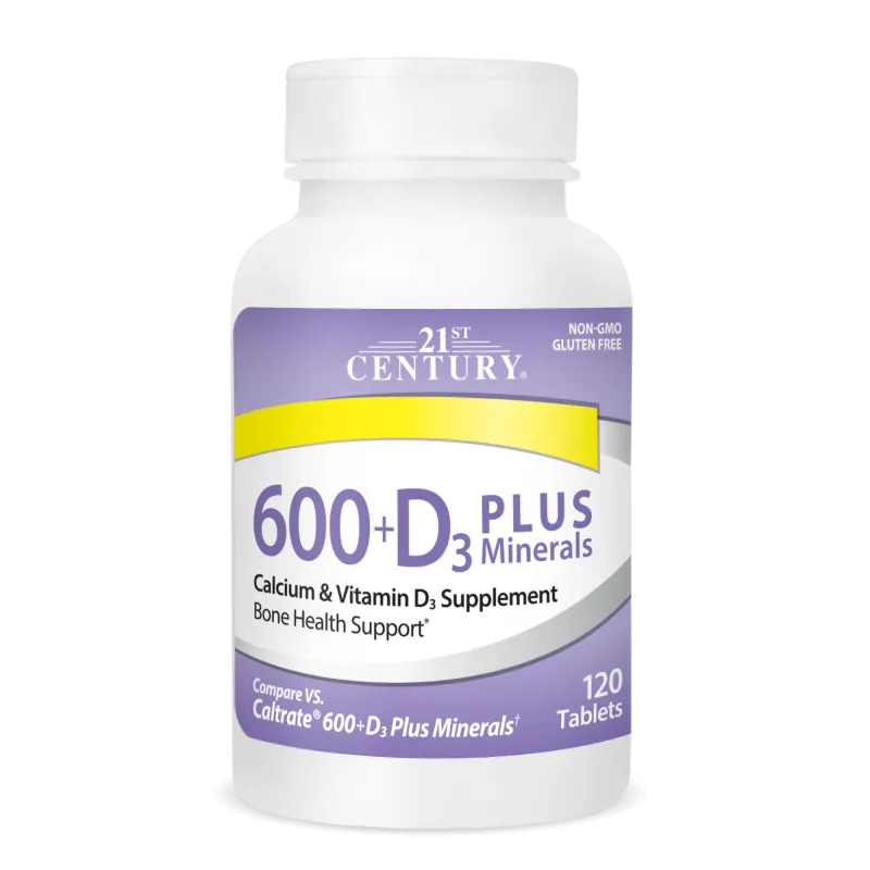 21st Century Calcium 600mg + D3 Plus Minerals - Калций + Витамин D3 + Минерали