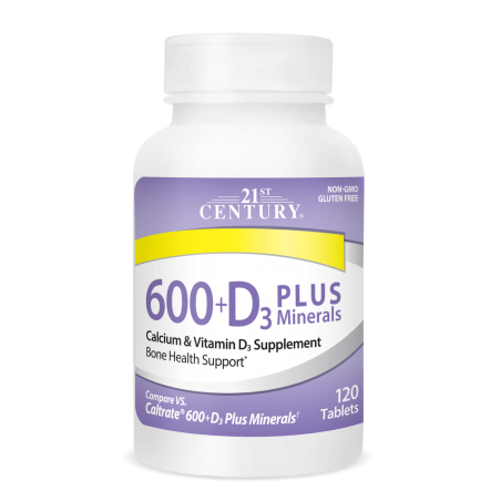 21st Century Calcium 600mg + D3 Plus Minerals - Калций + Витамин D3 + Минерали