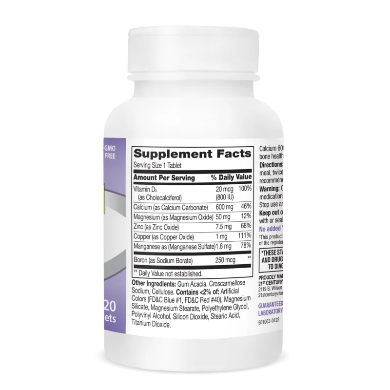 21st Century Calcium 600mg + D3 Plus Minerals - Калций + Витамин D3 + Минерали