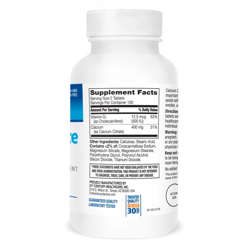 21st Century Calcium Citrate Petites + D3 - Калций + Витамин D3