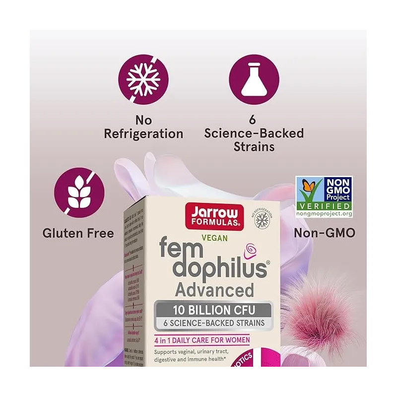 Jarrow Formulas Fem-Dophilus Advanced 10 Billion CFU - Витамин B12 + Фолат