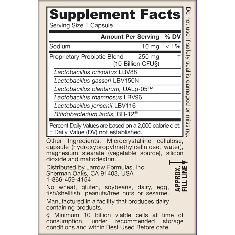 Jarrow Formulas Fem-Dophilus Advanced 10 Billion CFU - Витамин B12 + Фолат