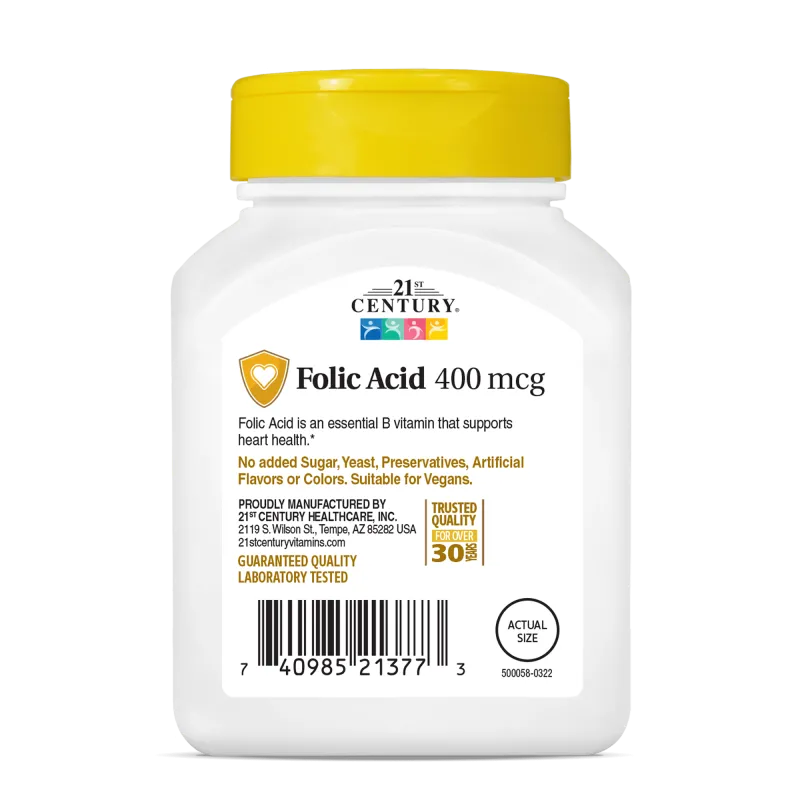 21st Century Folic Acid 400mcg - Фолиева Киселина