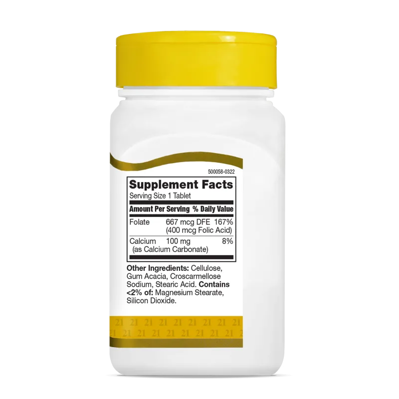 21st Century Folic Acid 400mcg - Фолиева Киселина