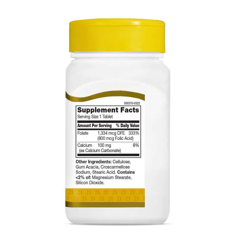 21st Century Folic Acid 800mcg - Фолиева Киселина