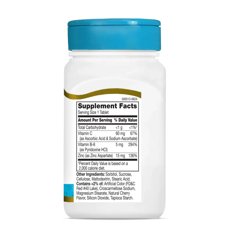 21st Century Zinc + Vitamins C & B-6 Chewable - Цинк