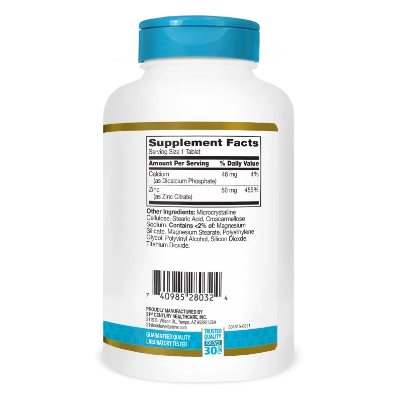 21st Century Zinc Citrate 50mg - Цинк