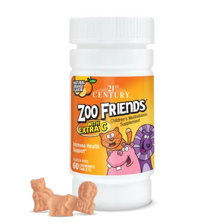 21st Century Zoo Friends Multi + Extra C Chewable - Мултивитамини за Деца