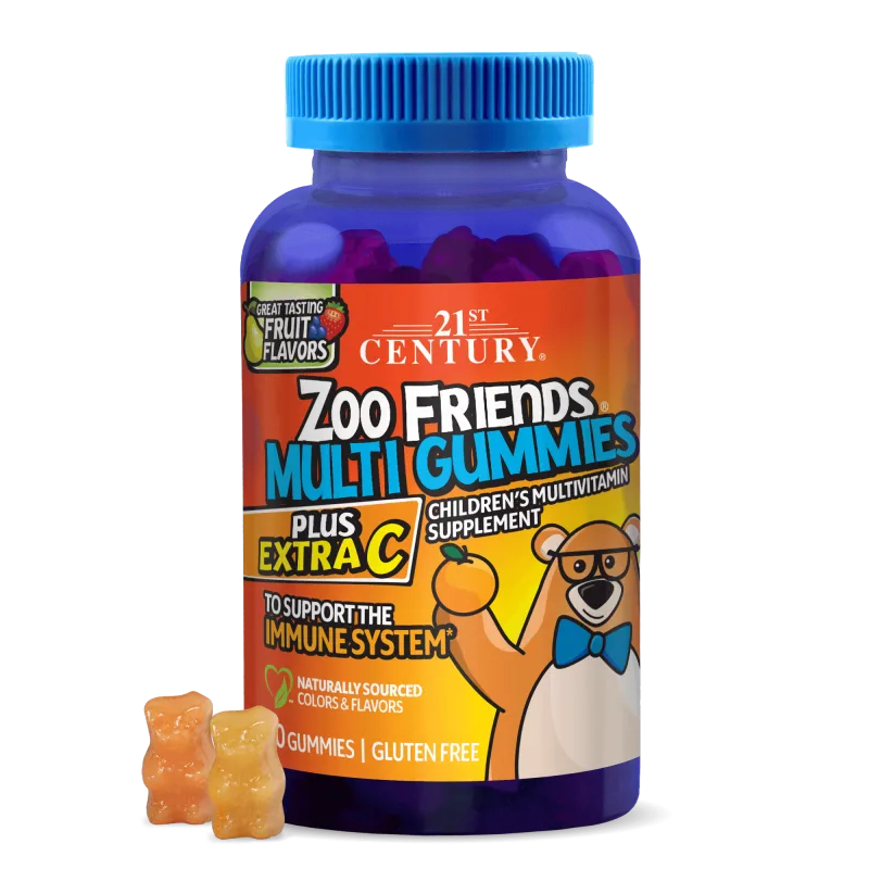 21st Century Zoo Friends Multi Gummies + Extra C - Мултивитамини за Деца