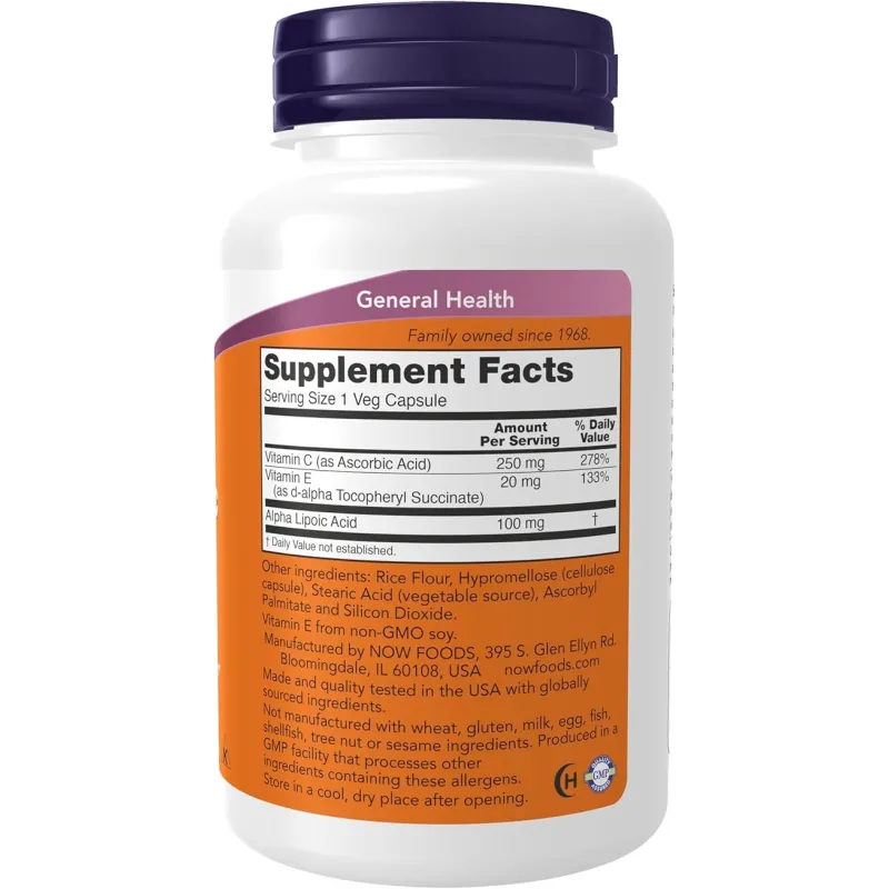 NOW Alpha Lipoic Acid 100mg - Антиоксидант