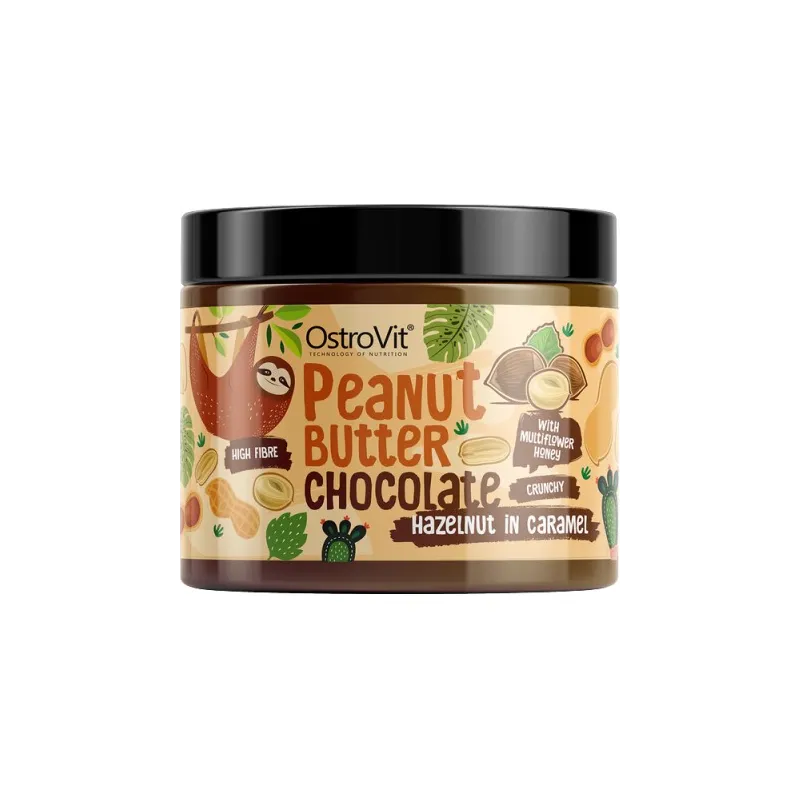 OstroVit Chocolate Peanut Butter with Hazelnut in Caramel Crunchy - Шоколадово Фъстъчено Масло с Леш