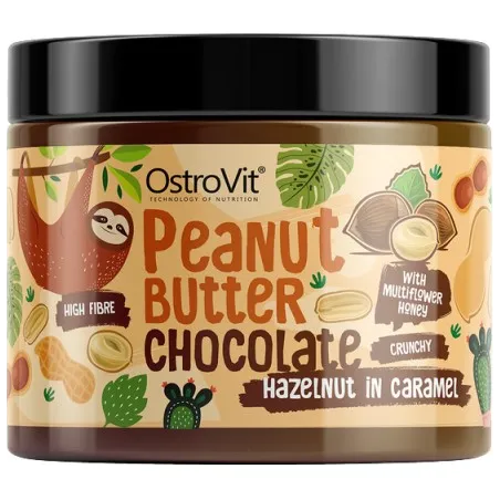 OstroVit Chocolate Peanut Butter with Hazelnut in Caramel Crunchy - Шоколадово Фъстъчено Масло с Леш