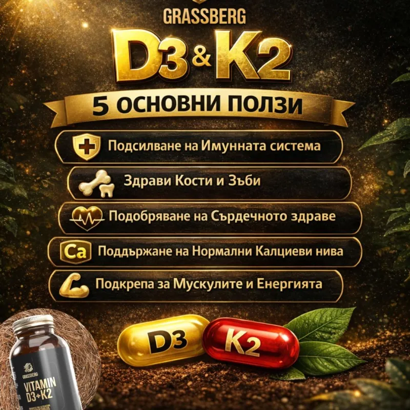 Grassberg Vitamin D3 + K2 - Витамин D3 + K2