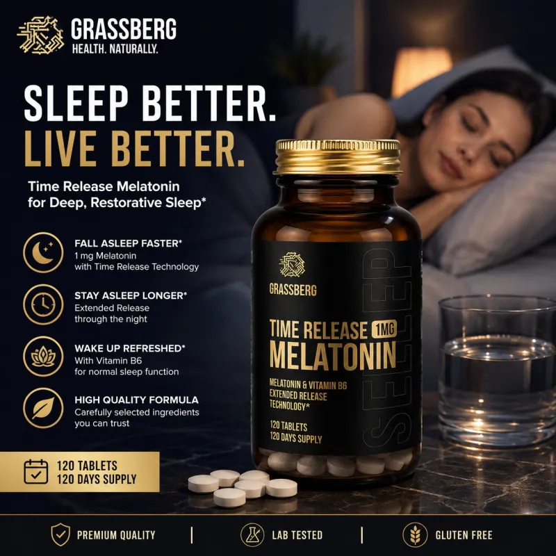 Grassberg Melatonin 1 mg Time Release | 120 Tablets