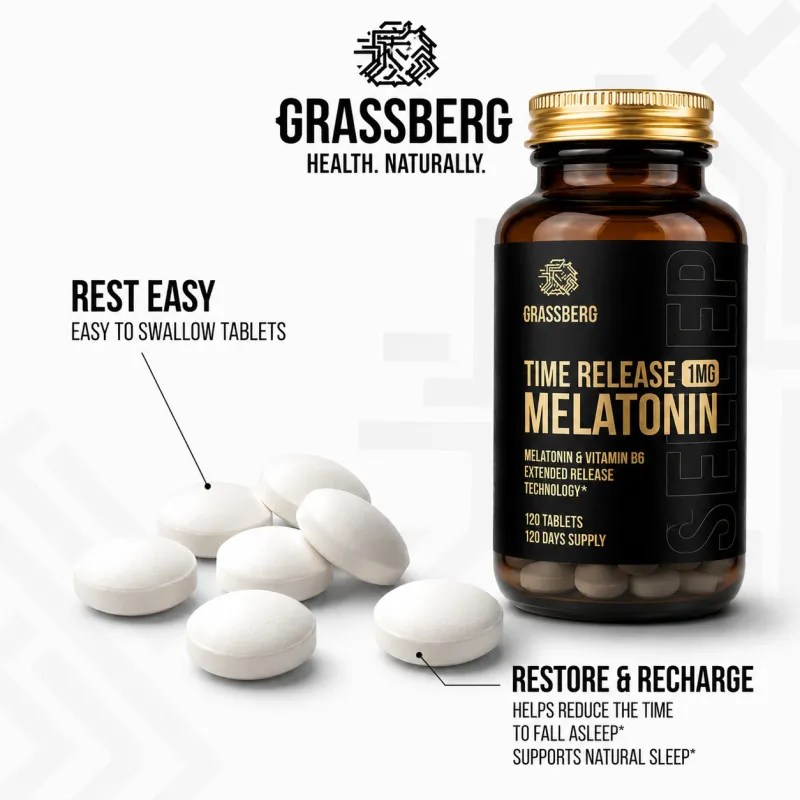Grassberg Melatonin 1 mg Time Release | 120 Tablets