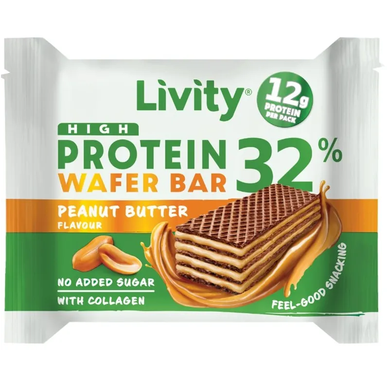 Livity High Protein Wafer Bar Peanut Butter | Високопротеинова вафла с фъстъчено масло
