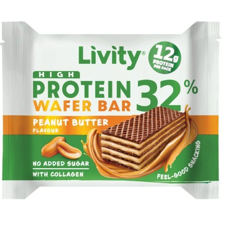 Livity High Protein Wafer Bar Peanut Butter | Високопротеинова вафла с фъстъчено масло