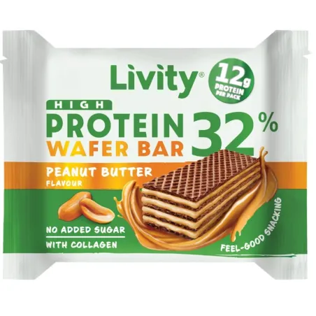 Livity High Protein Wafer Bar Peanut Butter | Високопротеинова вафла с фъстъчено масло