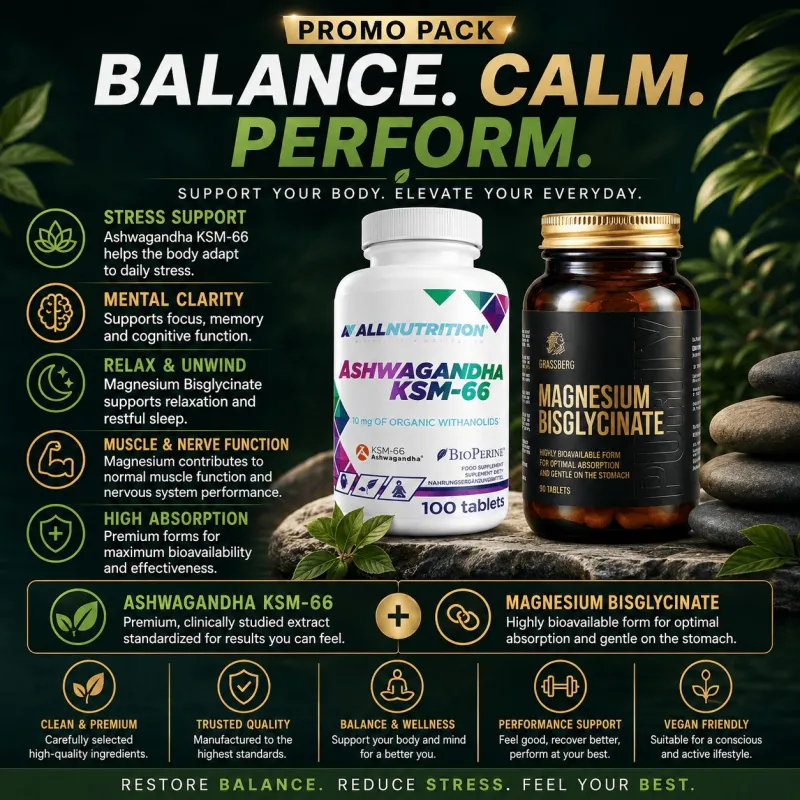 Promo Pack – Magnesium Bisglycinate + Ashwagandha KSM-66 | Магнезий и Ашваганда