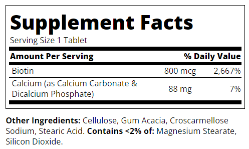 Съдържание на 21st Century Biotin 800mcg 110 tabs