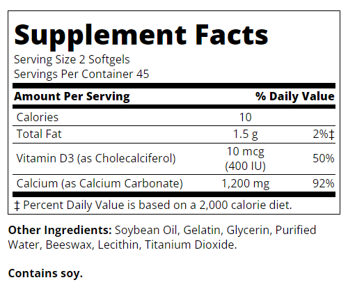 Continutul:  21st Century Calcium 1200mg + D3 Liquid - Calciu + Vitamina D3