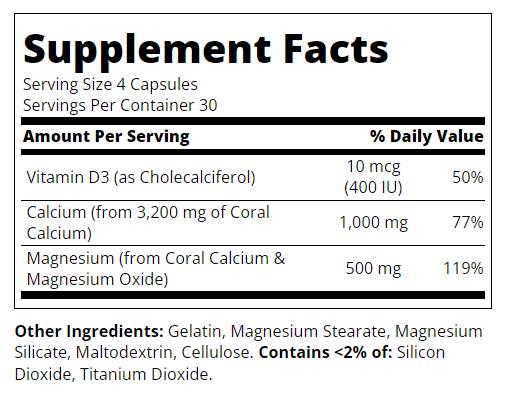 Съдържание на 21st Century Coral Calcium 1000mg 120 caps