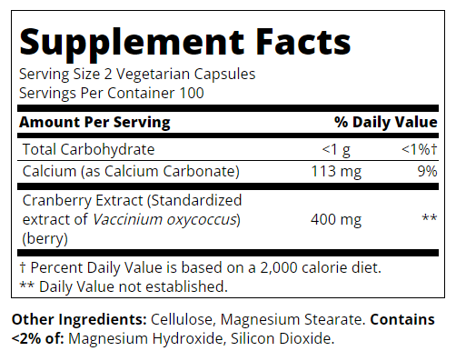 Съдържание на 21st Century Cranberry Extract 60 caps