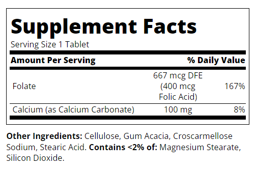 Съдържание на 21st Century Folic Acid 400mcg 250 tabs