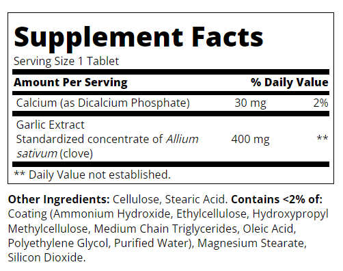 Съдържание на 21st Century Garlic Extract Odorless 60 tabs