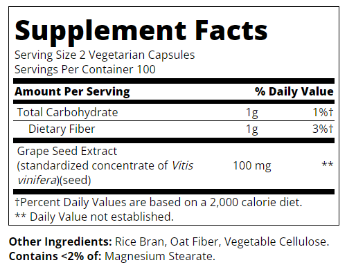 Съдържание на 21st Century Grape Seed Extract 60 caps