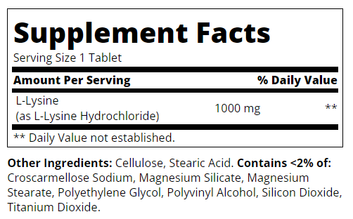Съдържание на 21st Century L-Lysine 1000mg 90 tabs