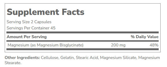 conţinut: 21st Century Magnesium Glycinate 200mg