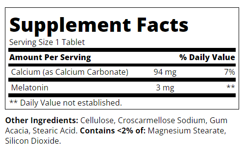 Съдържание на 21st Century Melatonin 3mg 90 tabs
