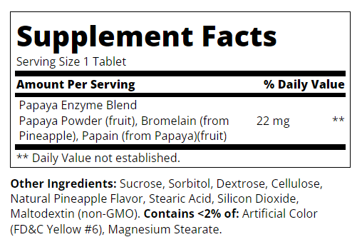 Съдържание на 21st Century Papaya Enzyme 100 chew