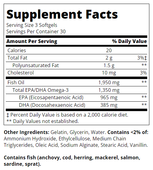 Съдържание на 21st Century Alaska Wild Fish Oil Mega Omega-3 90 sgels