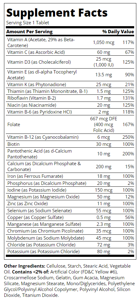Continutul: 21st Century Sentry Multivitamin & Multimineral - Multivitamine È™i Multiminerale
