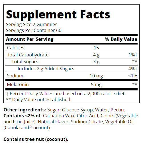 Съдържание на 21st Century VitaJoy Melatonin Gummies 5mg 120 gummies