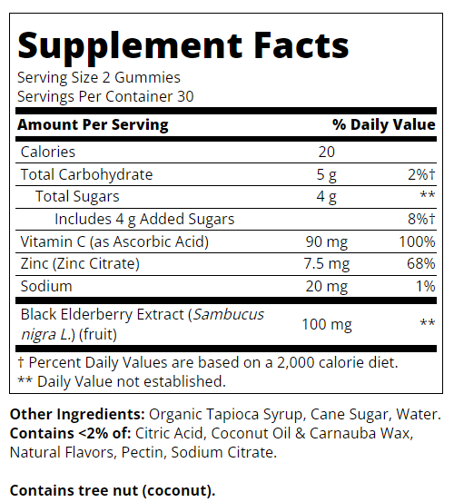 Съдържание на 21st Century VitaJoy Sambucus Elderberry 60 gummies