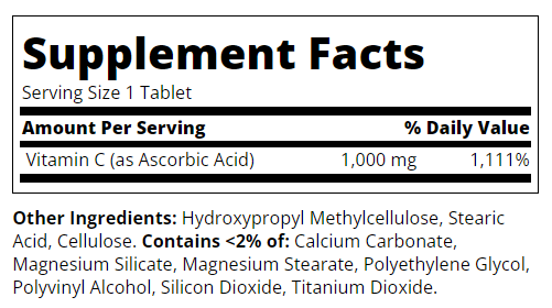 Съдържание на 21st Century Vitamin C 1000mg Prolonged Release 110 tabs