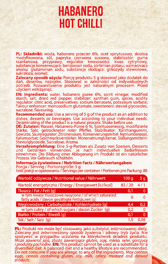 Съдържание на AllNutrition Habanero Hot Chilli