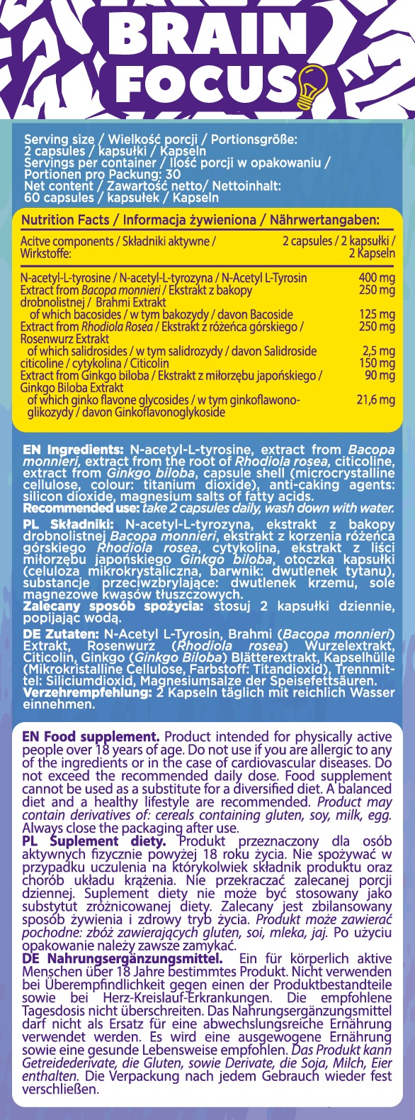 Съдържание на AllNutrition Brain Focus 60 caps