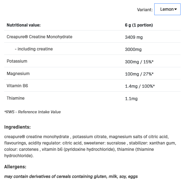 Съдържание на AllNutrition CRE1 Creapure 360g Flavoured