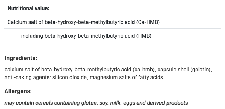 Съдържание на AllNutrition HMB 120 caps