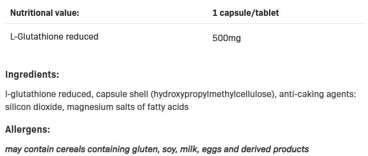 Съдържание на Allnutrition L-Glutathione 100 caps