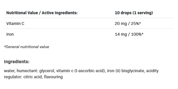 Allnutrition Iron + Vitamin C Drops - Fier + Vitamina C